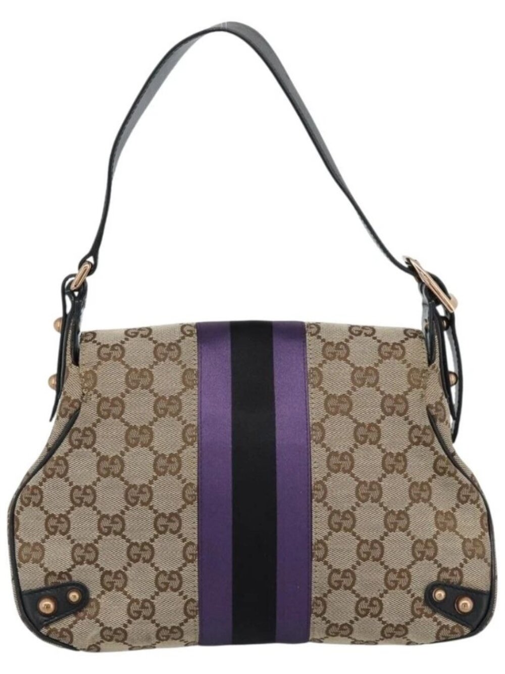 GUCCI GG Canvas Horsebit Shoulder Bag Beige 129699 Auth - Picture 6 of 16